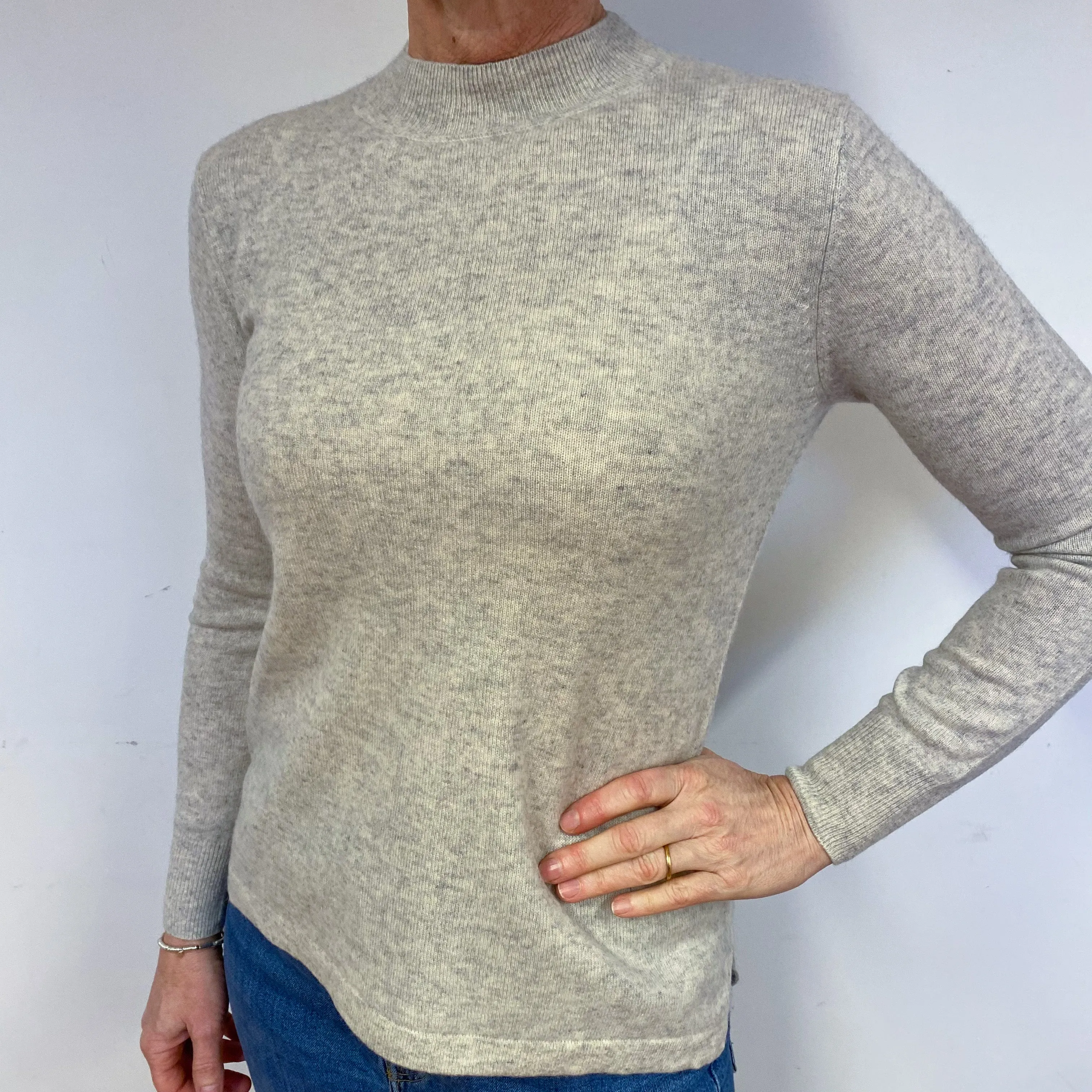 Mist Grey Cashmere Turtle Neck Jumper Medium