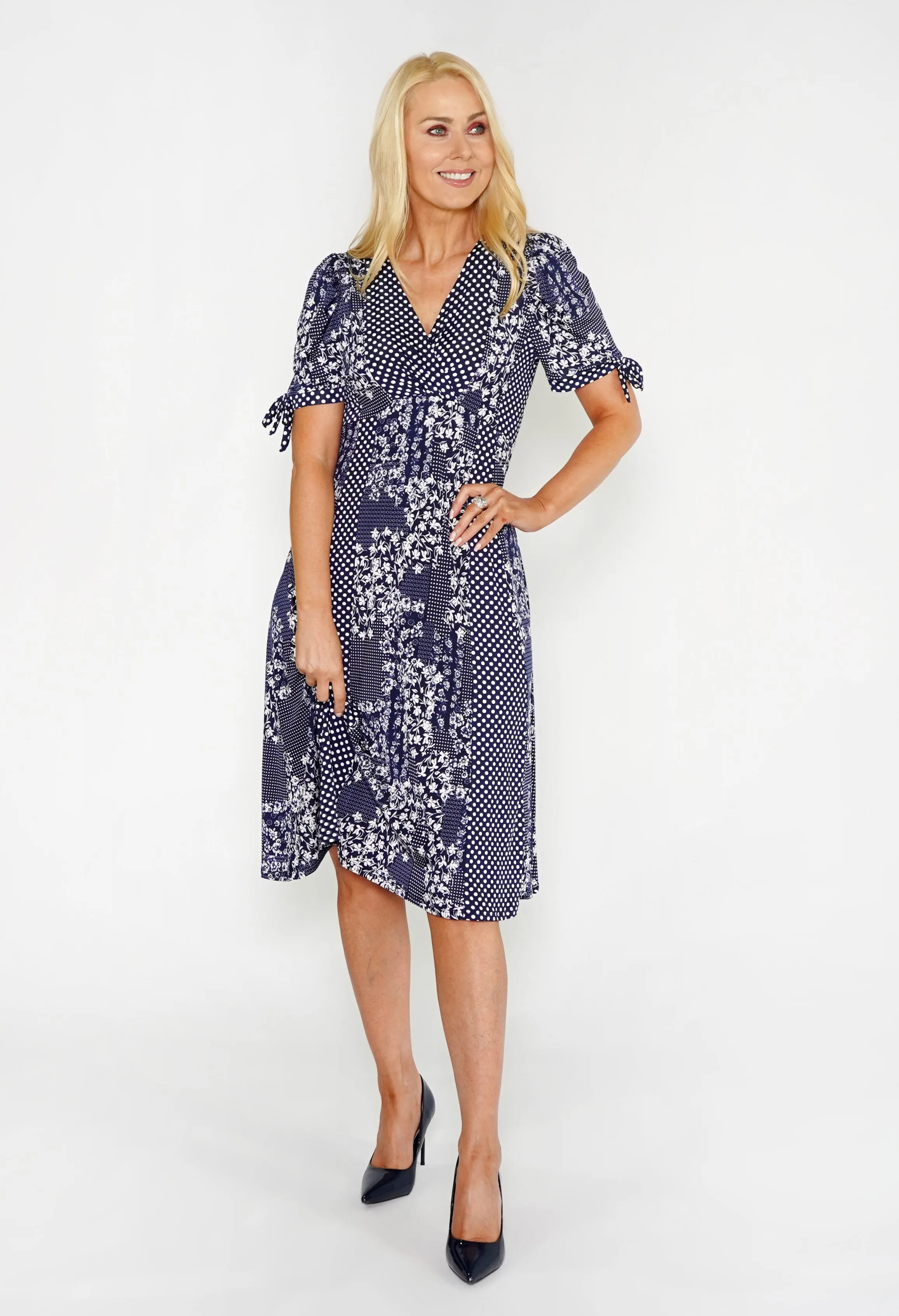 Mixed Print A-Line Dress