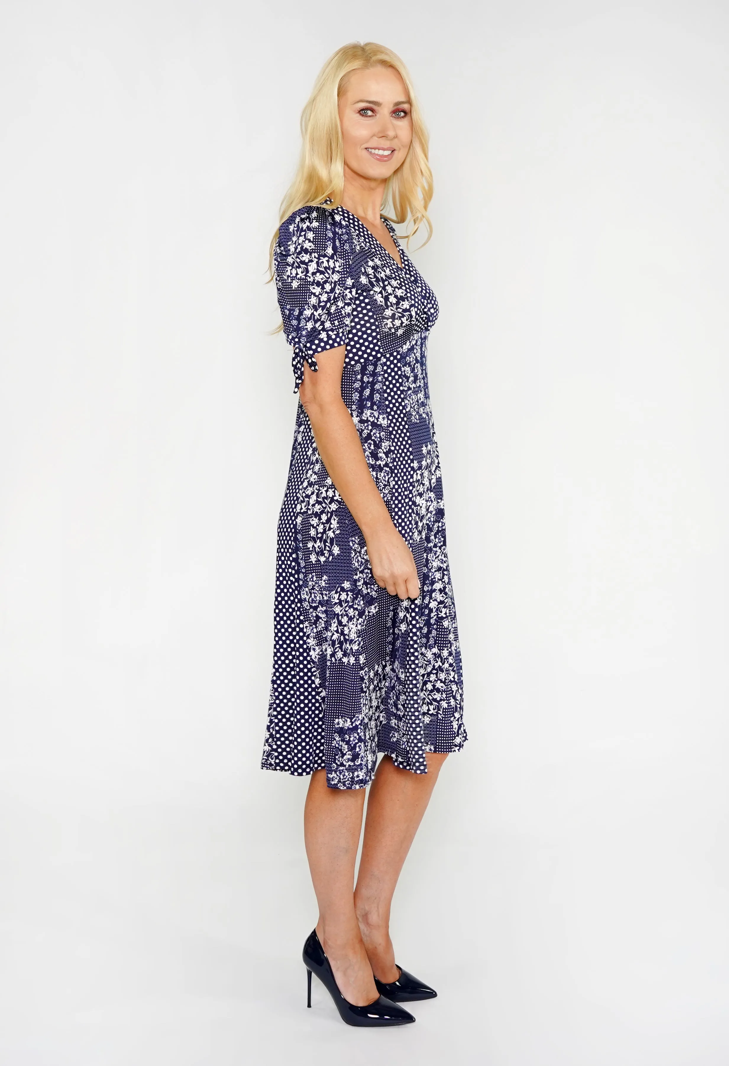 Mixed Print A-Line Dress