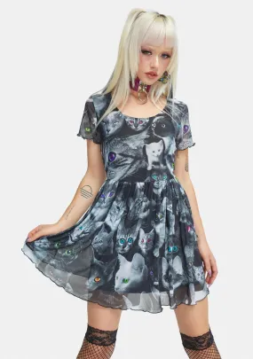 Moonlight Meow Babydoll Dress