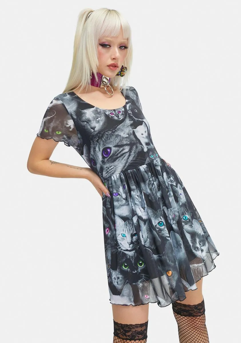 Moonlight Meow Babydoll Dress