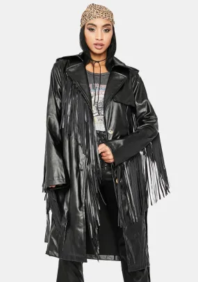 Mystic On The Run Fringe Trench Coat