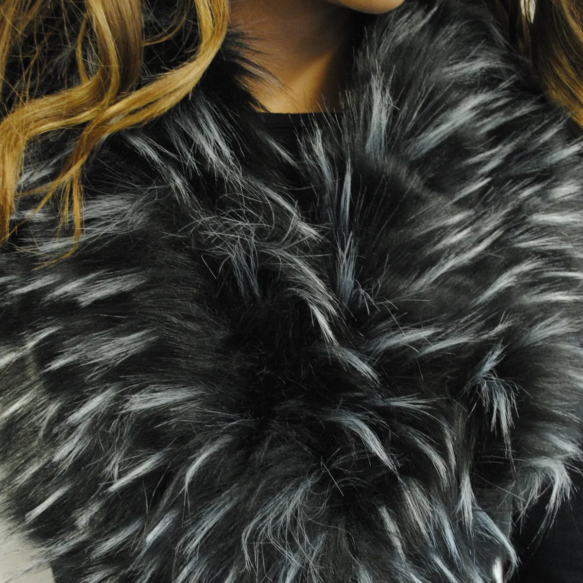 Natalya Luxury Midnight Black Faux Fur Collar