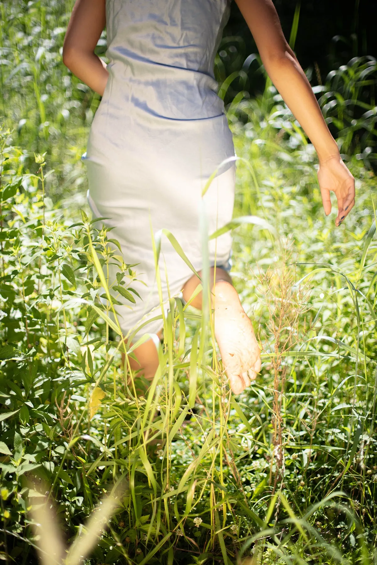 Natural Dyed Prairie Wildrye Slip Dress in Tall Bell Flower