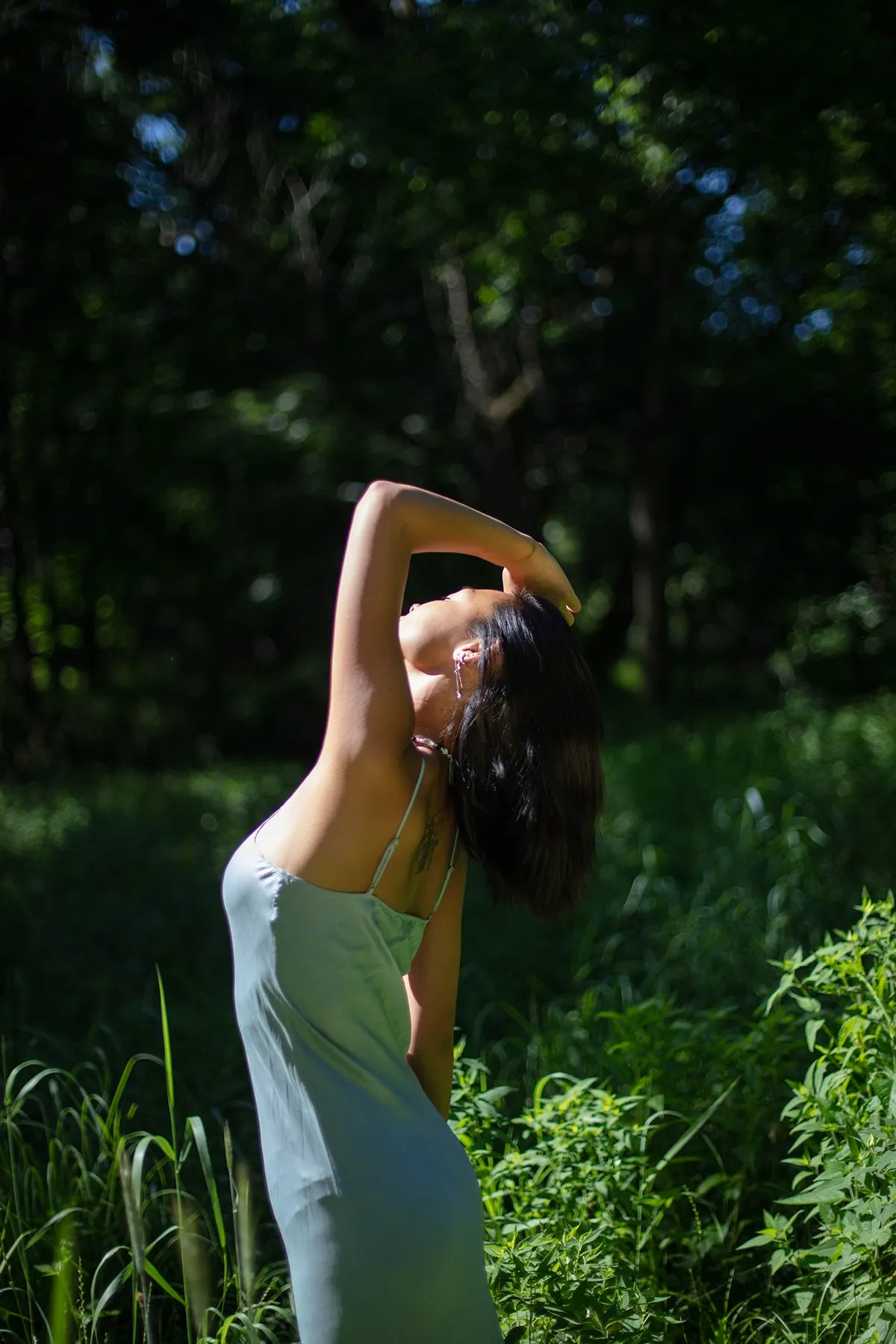 Natural Dyed Prairie Wildrye Slip Dress in Tall Bell Flower