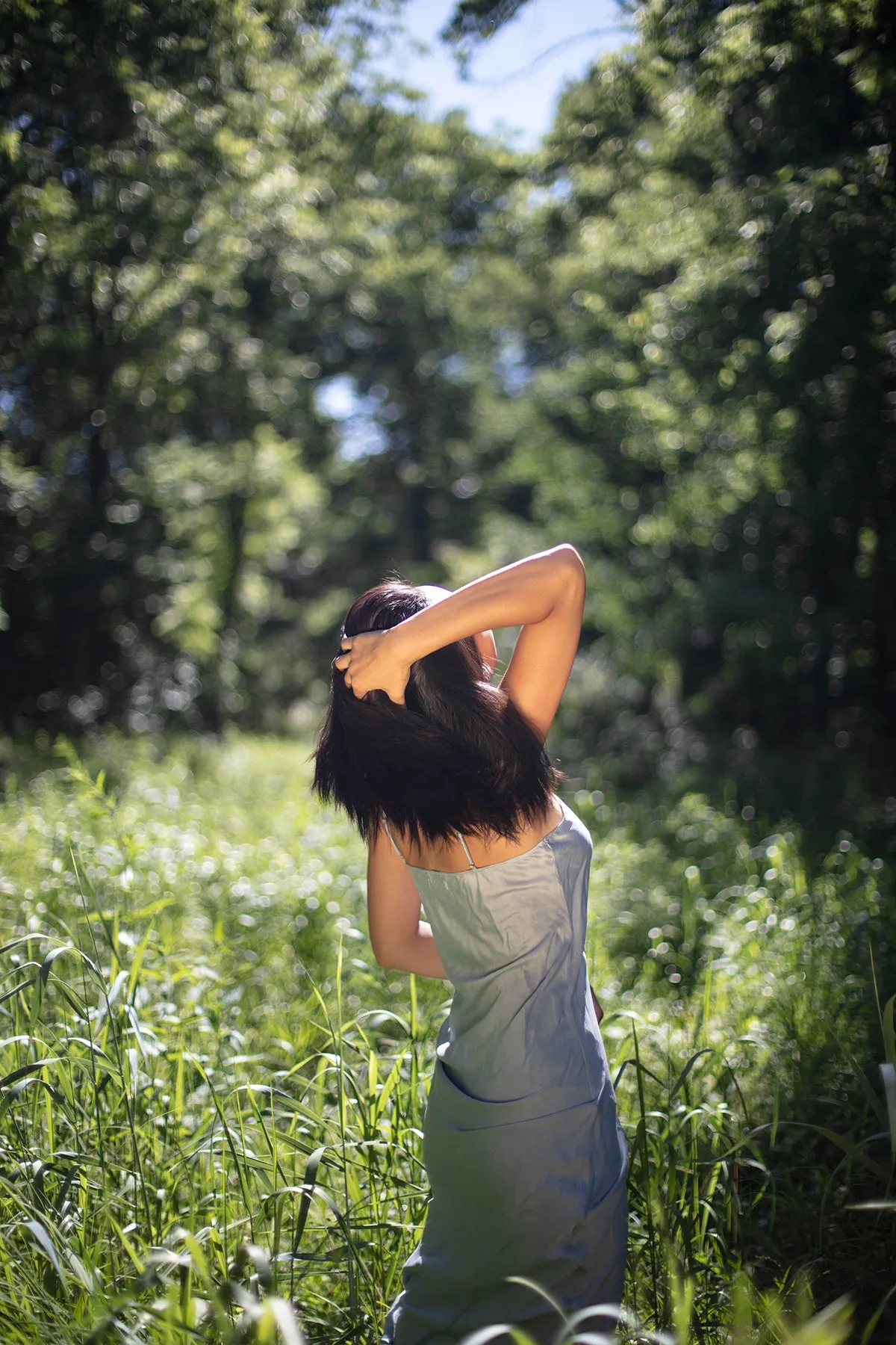 Natural Dyed Prairie Wildrye Slip Dress in Tall Bell Flower