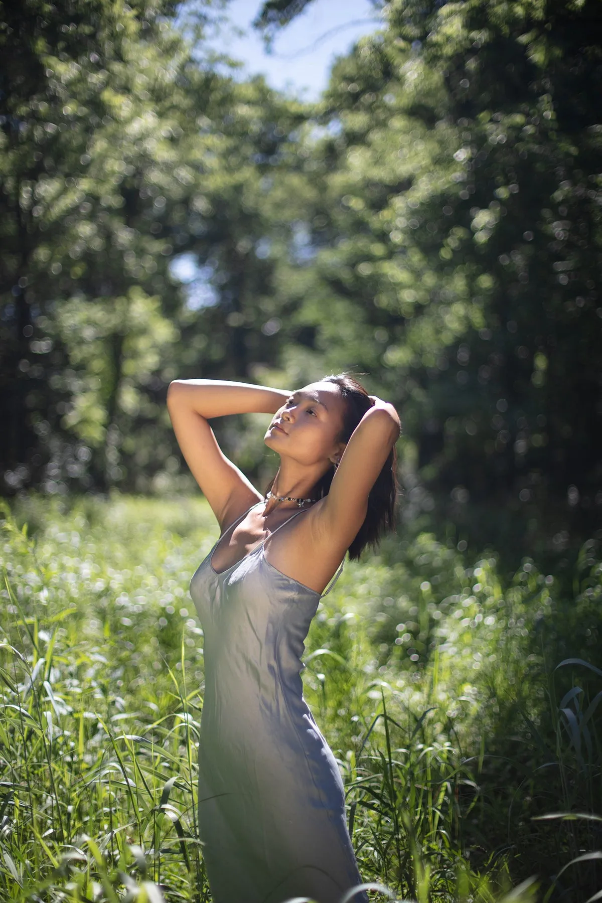 Natural Dyed Prairie Wildrye Slip Dress in Tall Bell Flower