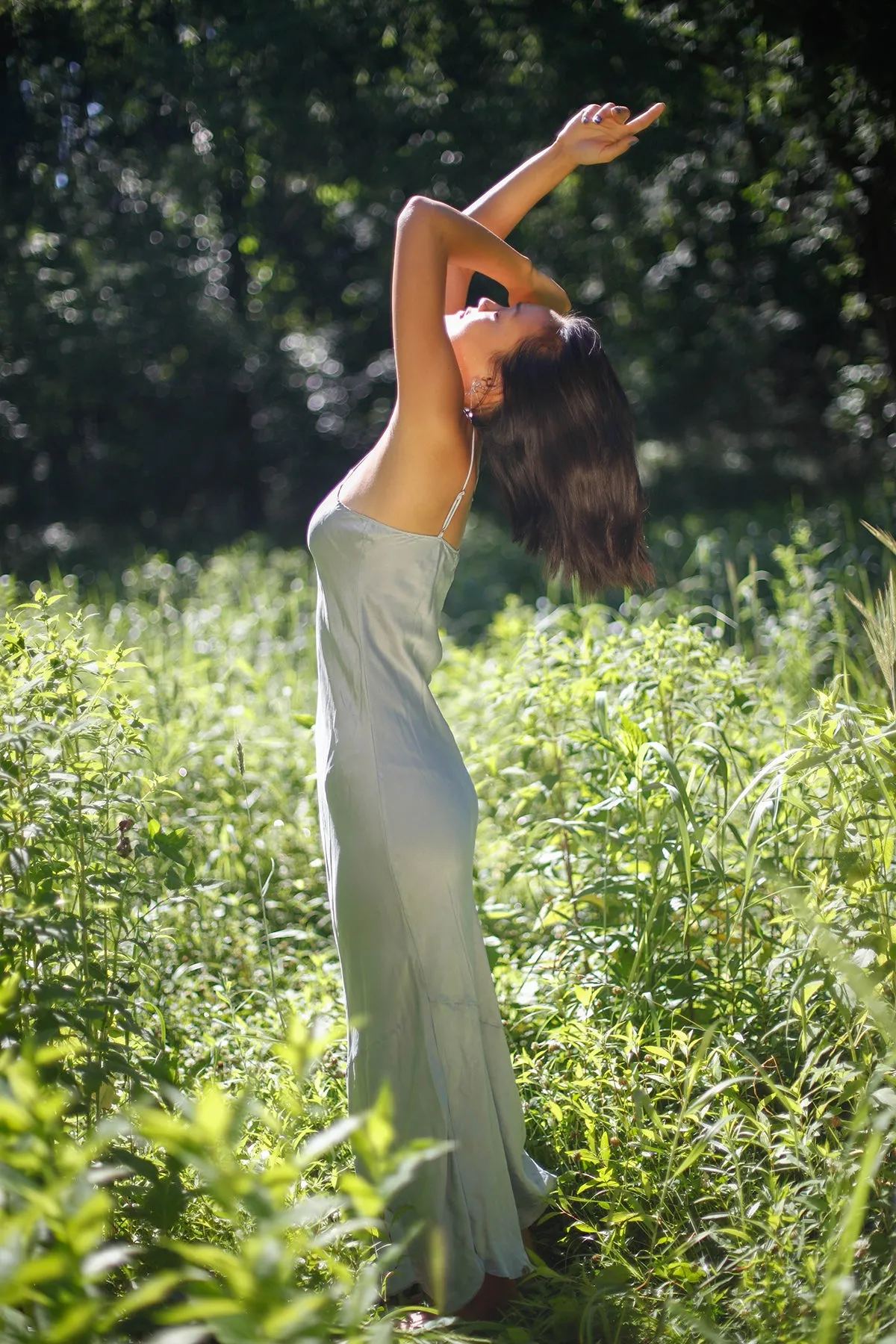 Natural Dyed Prairie Wildrye Slip Dress in Tall Bell Flower