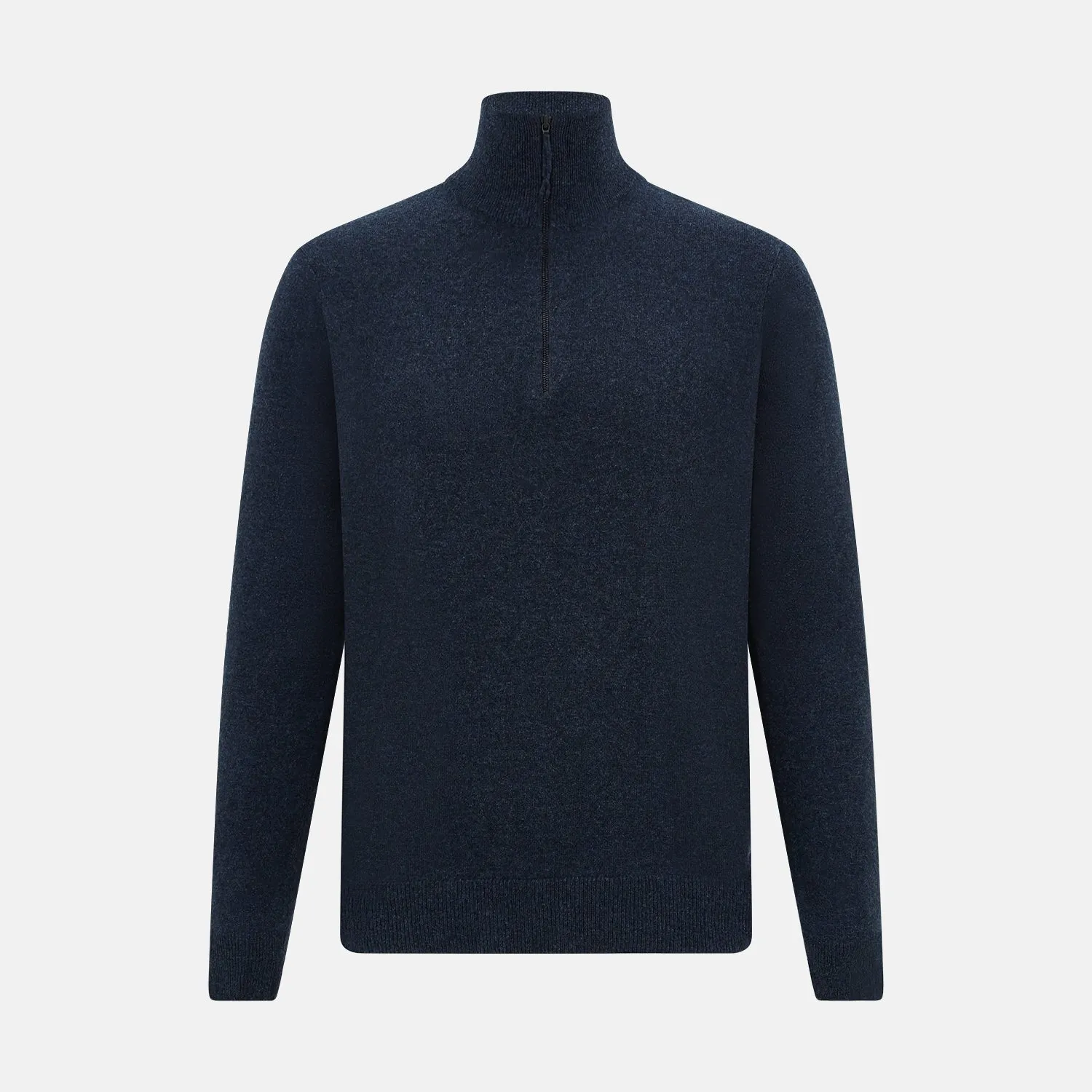 Navy Melange Half-Zip Cashmere Jumper