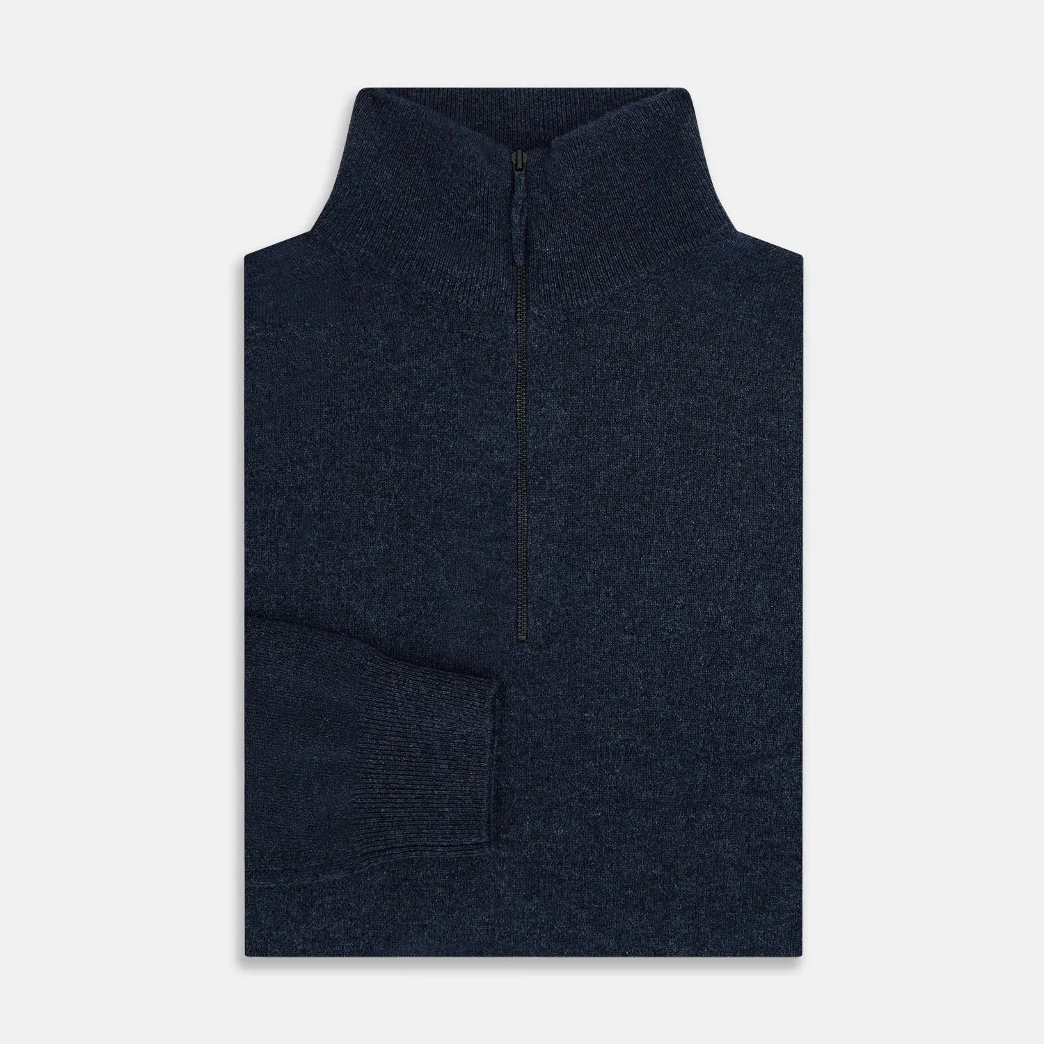 Navy Melange Half-Zip Cashmere Jumper