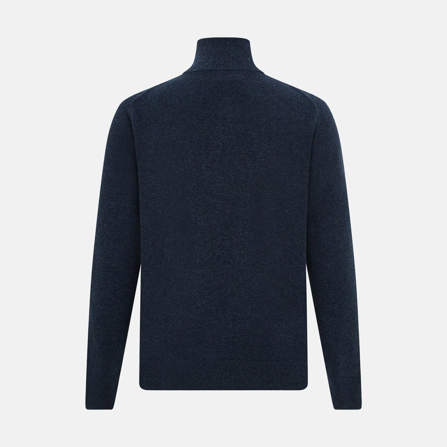 Navy Melange Half-Zip Cashmere Jumper