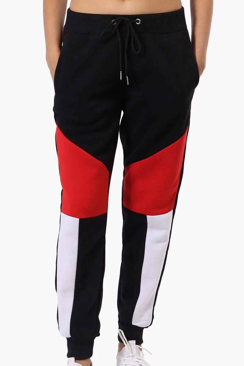 New Look Colour Block Fleece Joggers - Black