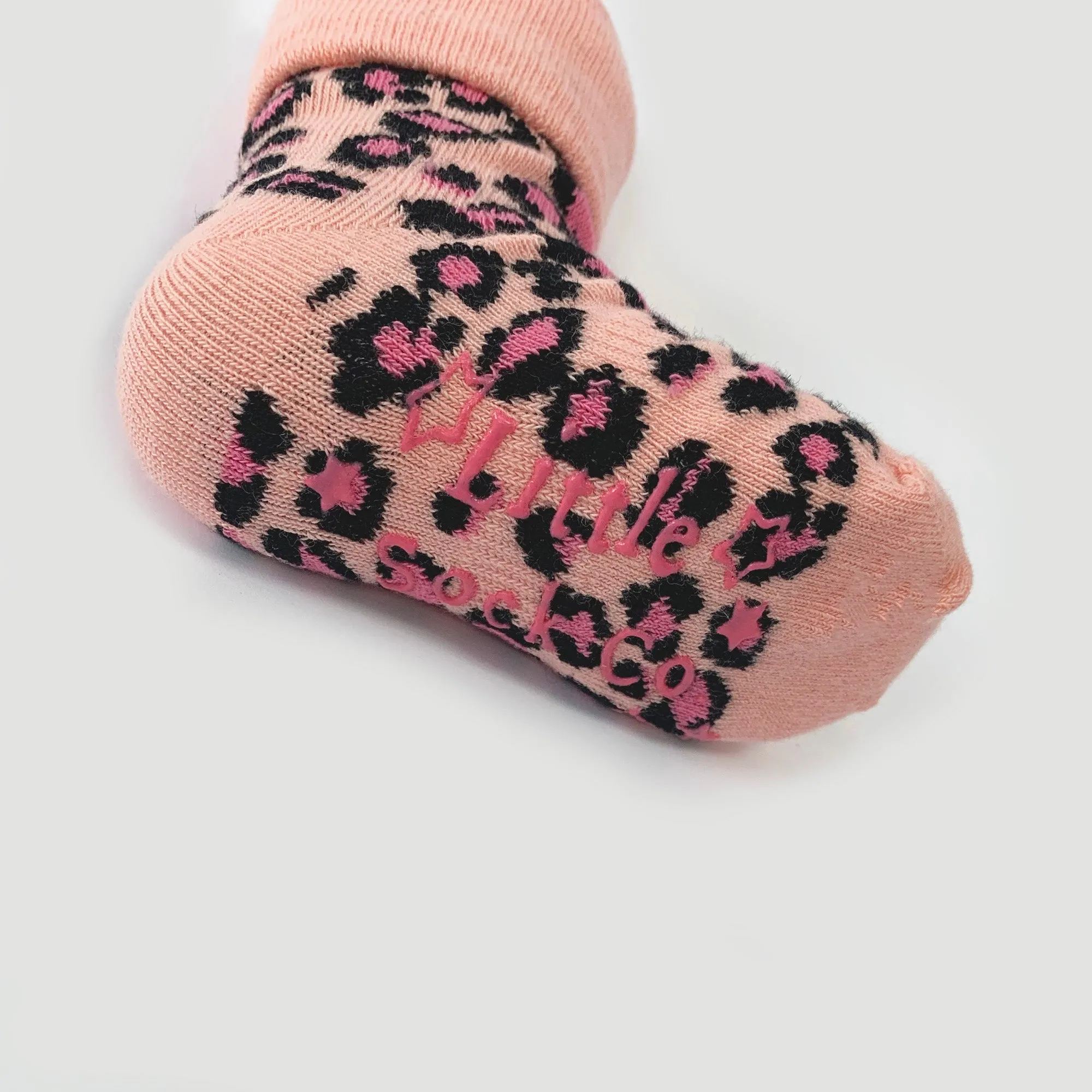 Non-Slip Stay On Baby and Toddler Socks - 3 Pack in Pink Animal