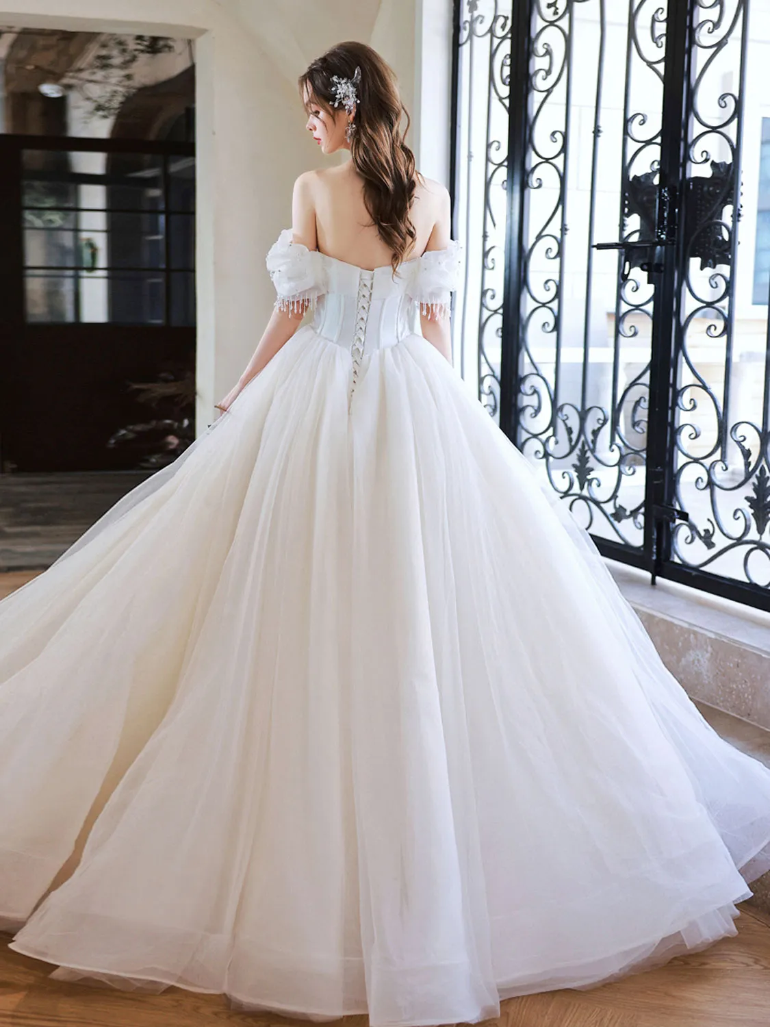 Off The Shoulder Ball Gown Princess Wedding Dress