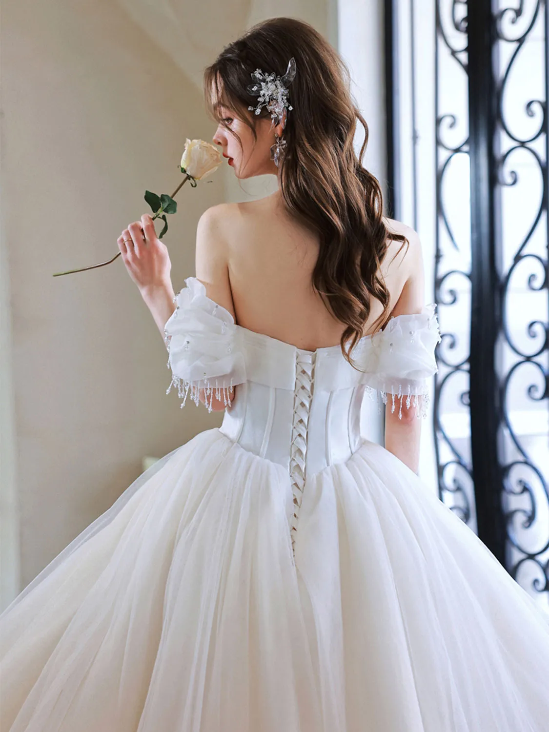 Off The Shoulder Ball Gown Princess Wedding Dress