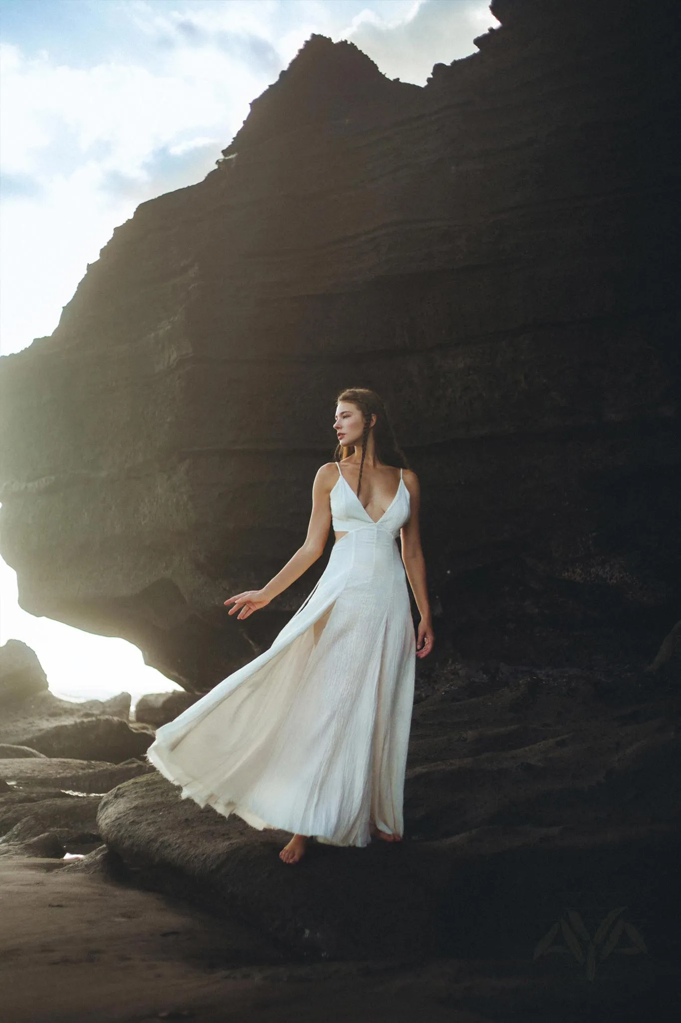 Off White Oshun Dress • Boho A-line Wedding Dress • Light Cotton and Silk Formal Bridal Dress