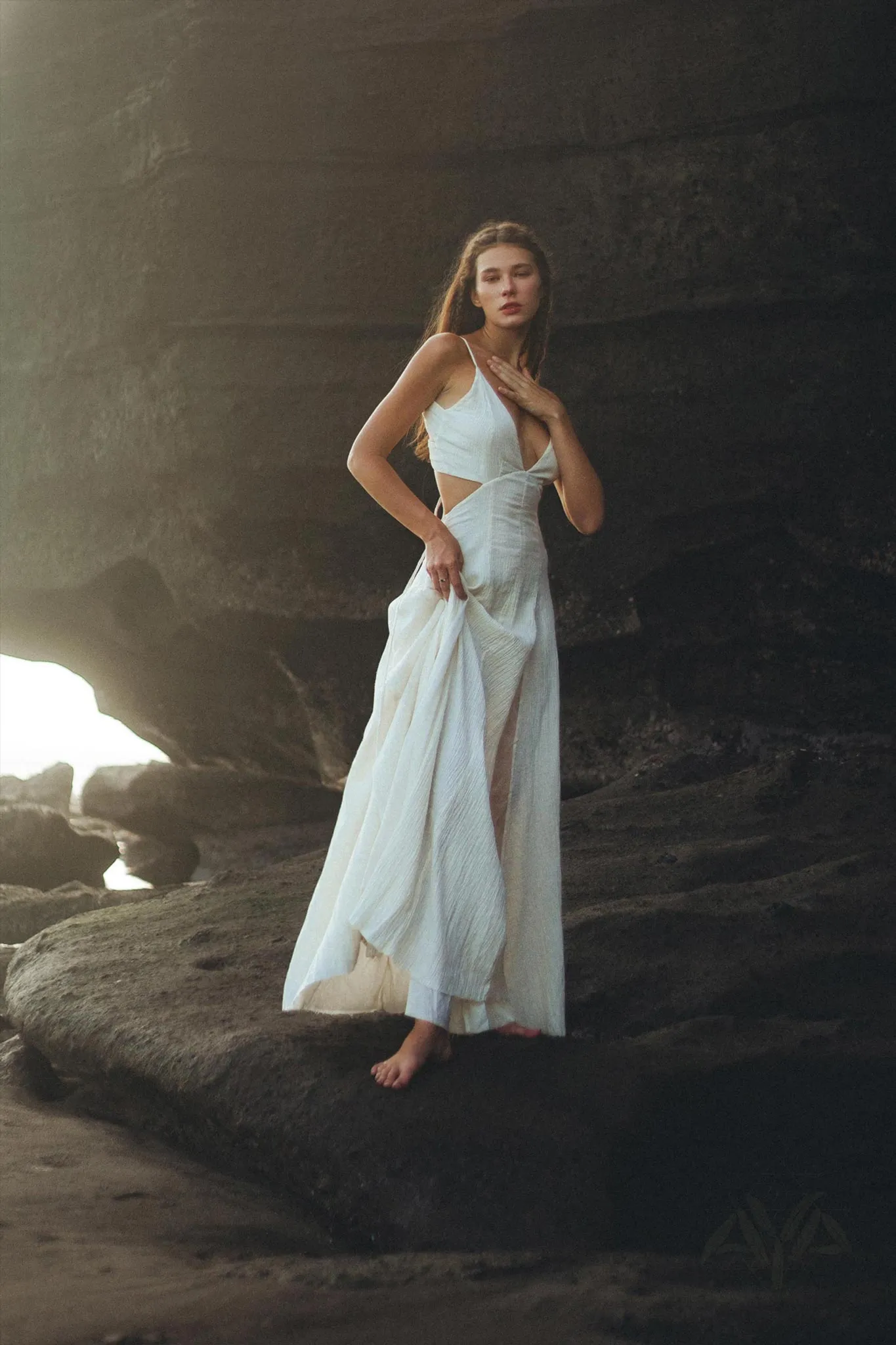 Off White Oshun Dress • Boho A-line Wedding Dress • Light Cotton and Silk Formal Bridal Dress