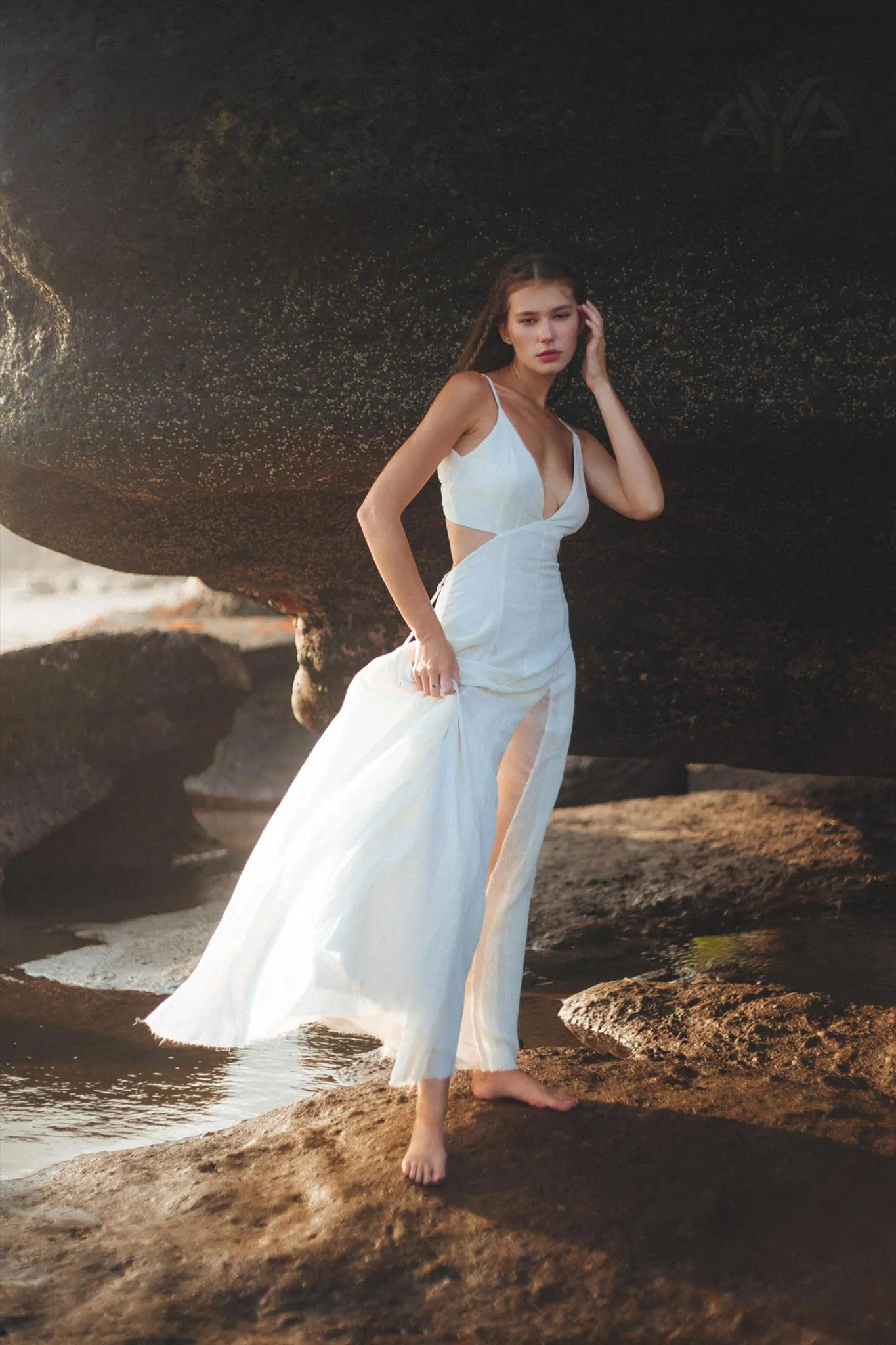 Off White Oshun Dress • Boho A-line Wedding Dress • Light Cotton and Silk Formal Bridal Dress