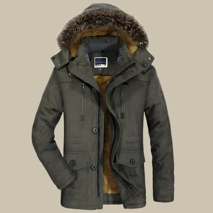 Olaf&Dave Classic Parka | Lange Waterdichte Heren Winterjas met fleece voering en bontkraag