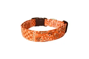 Orange Paisley Bandana Print Dog Collar