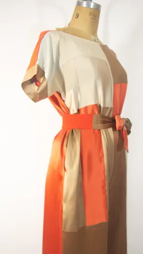 Orange Patchwork Silk Jumpsuit