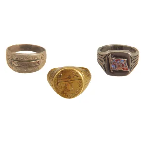 Original U.S. WWII and Korean War Souvenir Ring Set - Naples, Philippines & “GHQ” Far East Command