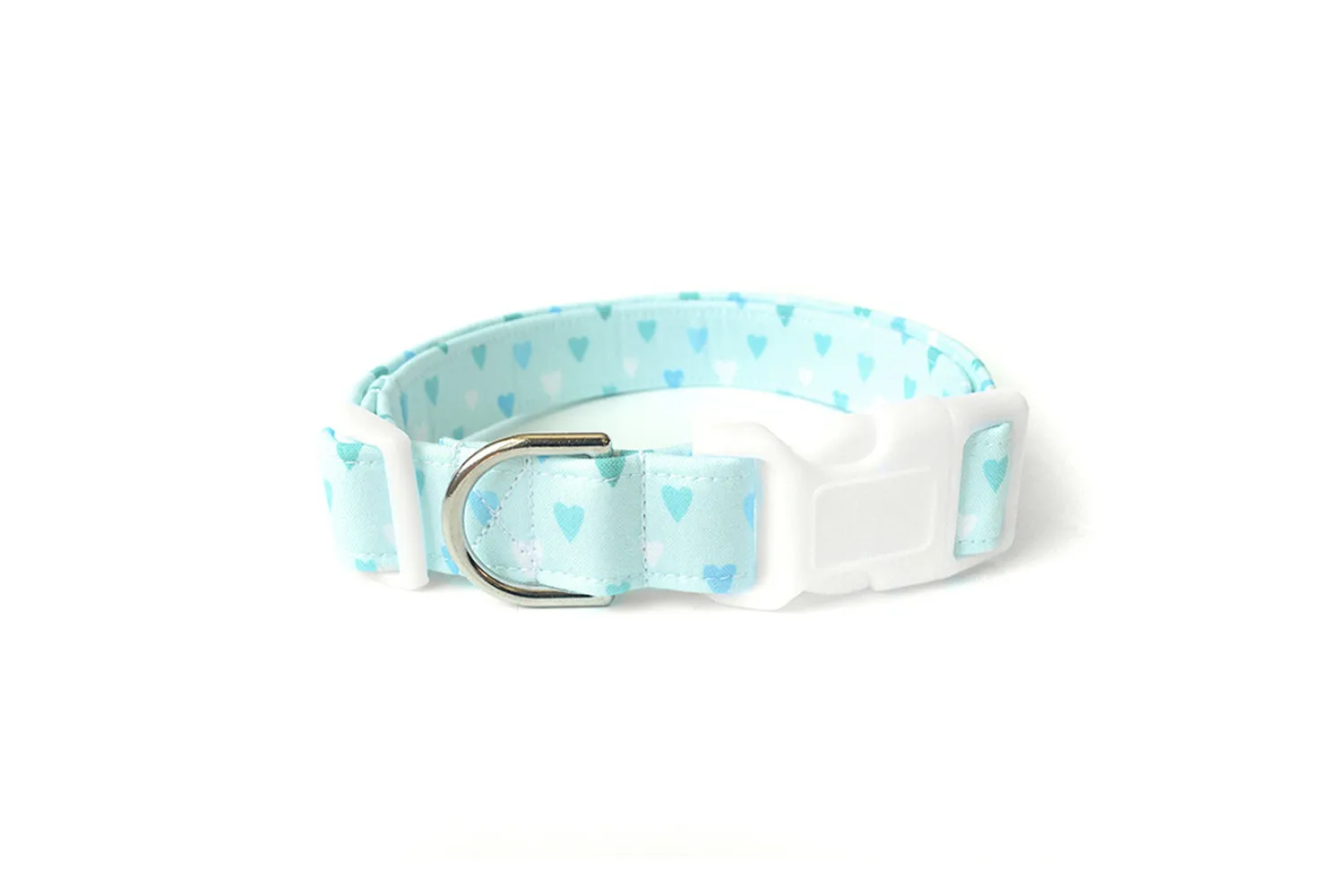 Pastel Sky Blue Hearts Dog Collar