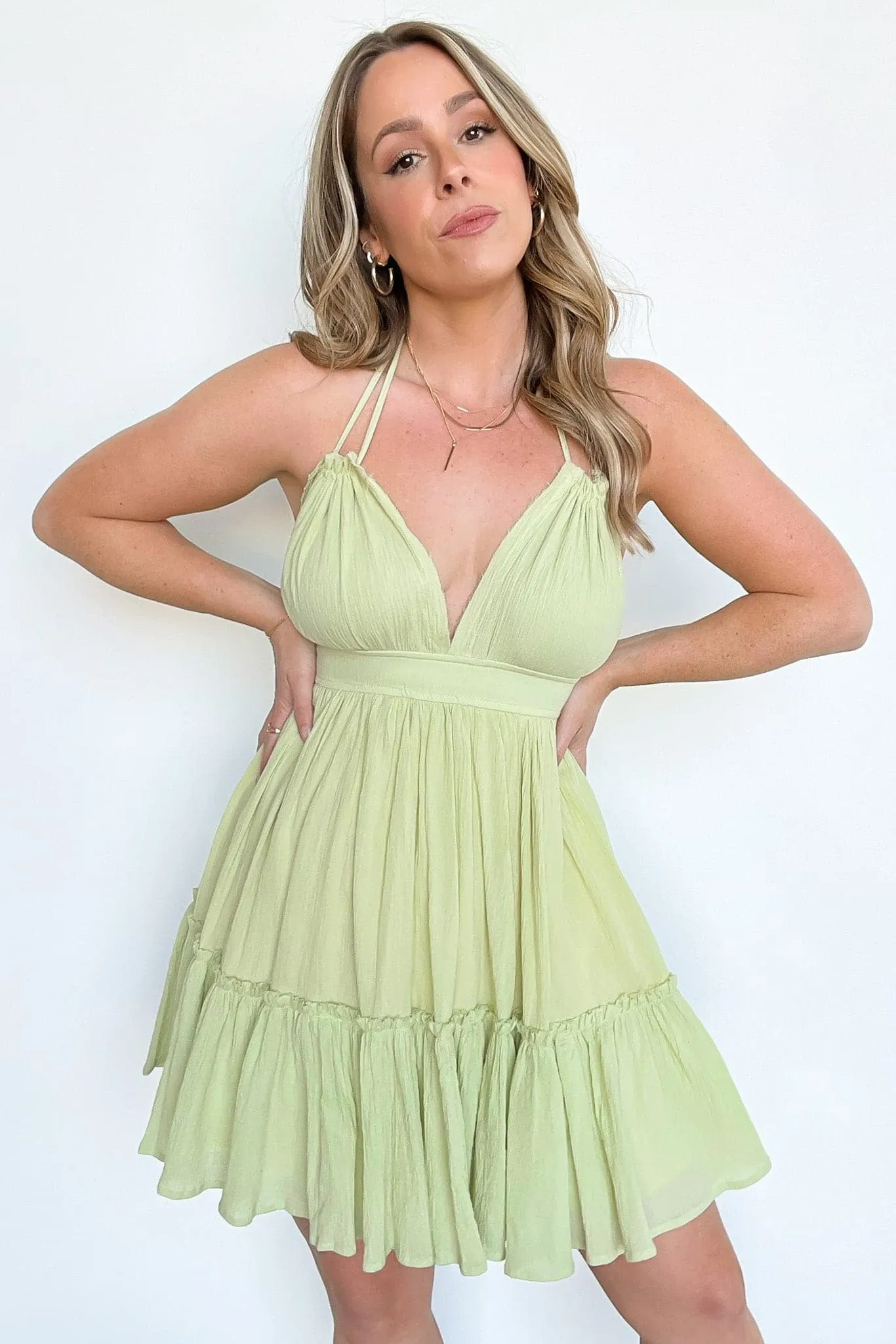 Peacekeeper Babydoll Tiered Halter Dress - FINAL SALE