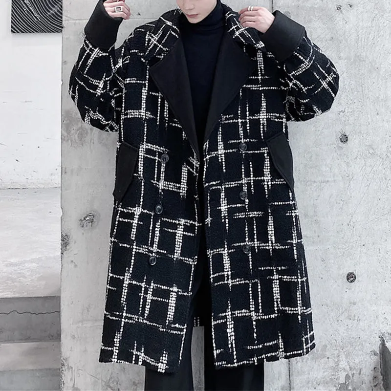 Plaid Contrast Trench Coat