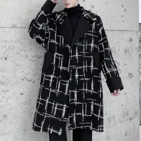 Plaid Contrast Trench Coat