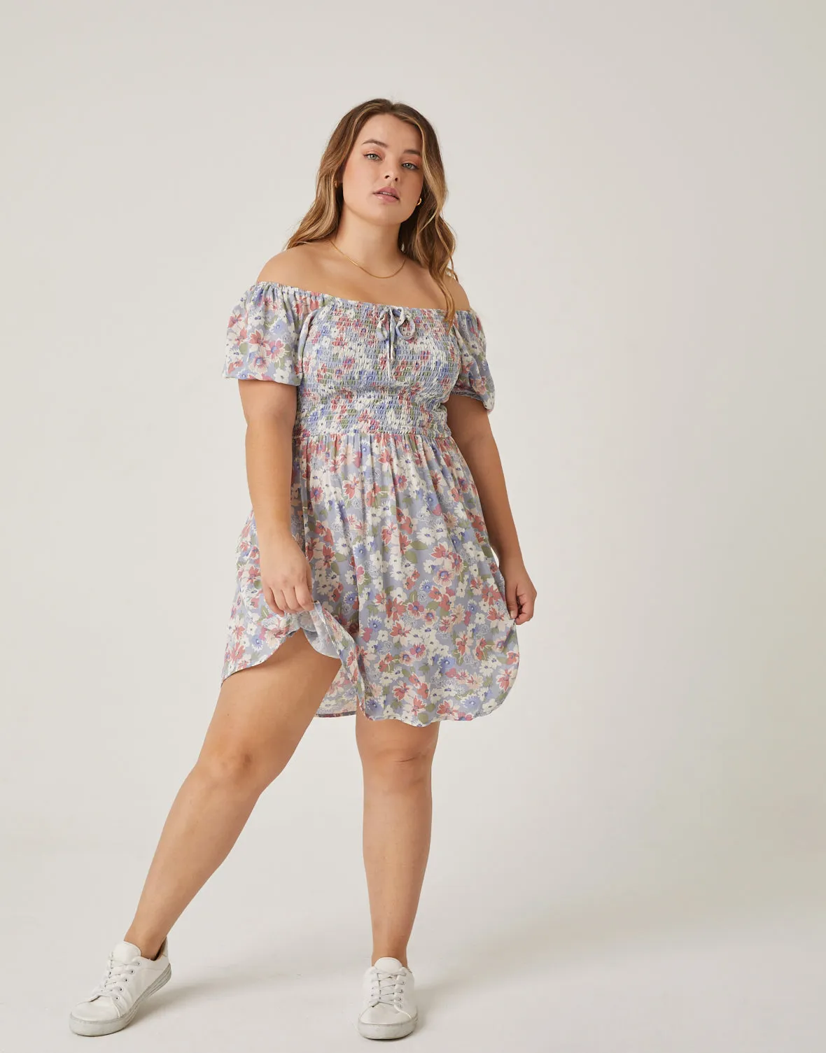 Plus Size Smocked Floral Babydoll Dress