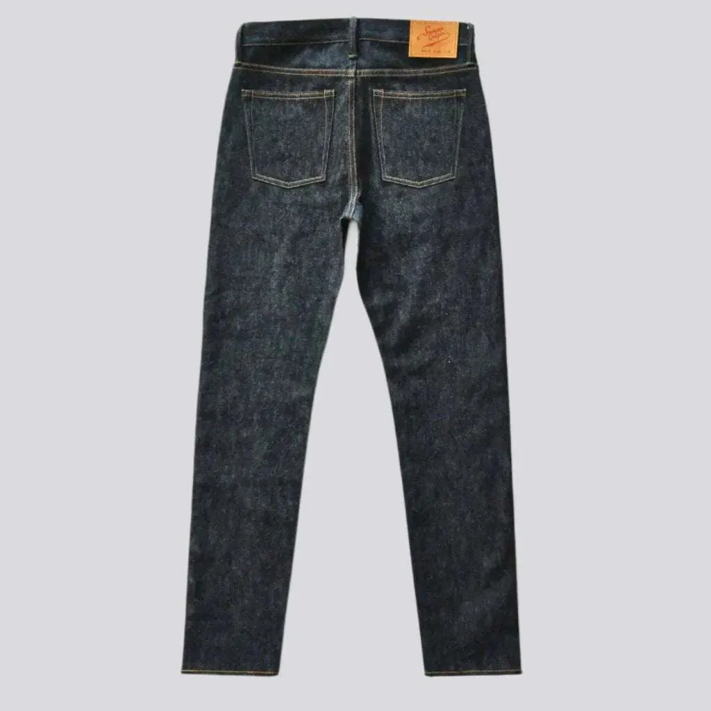 Raw tapered men's self-edge jeans