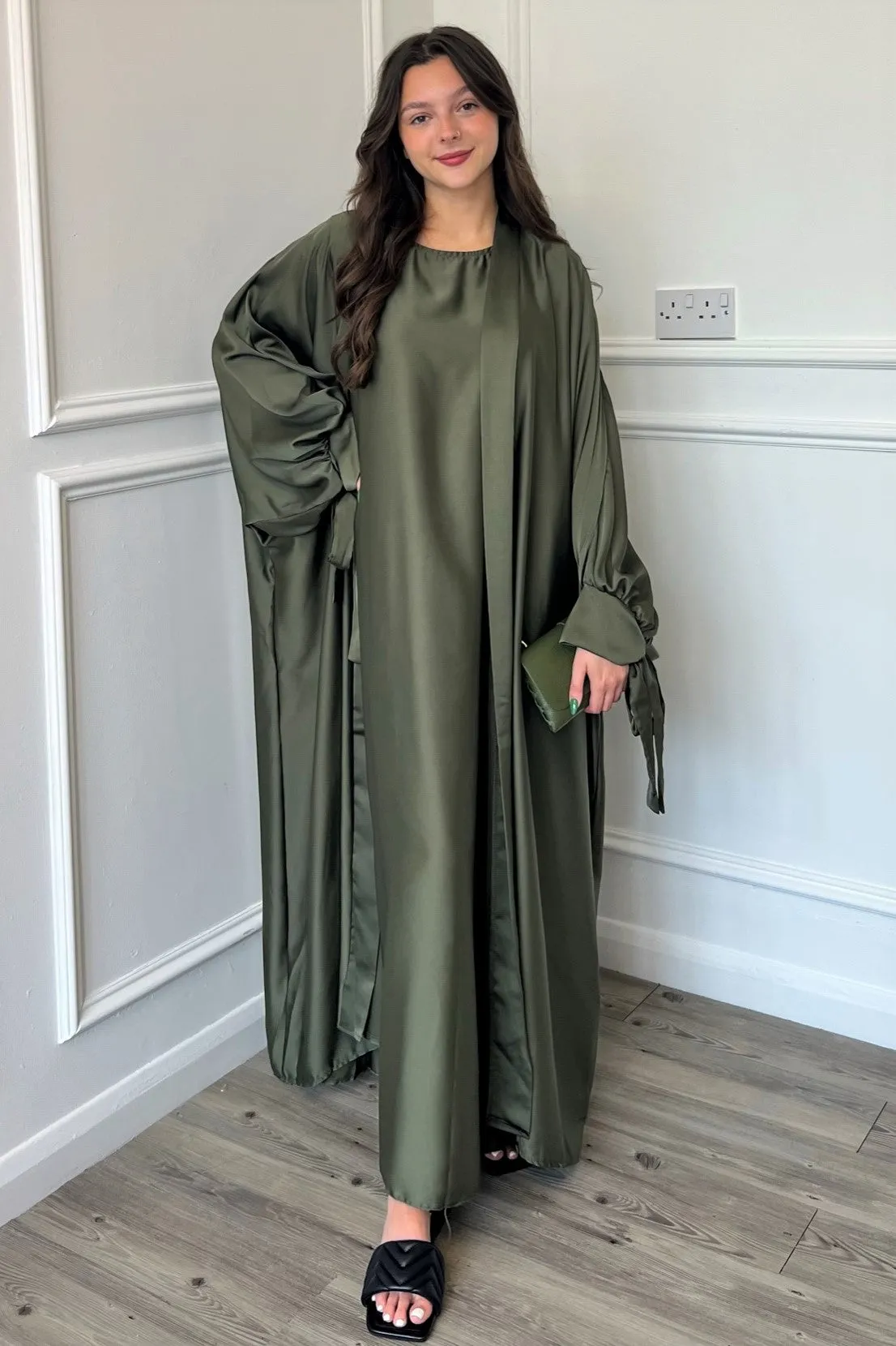 Satin Abaya - Khaki