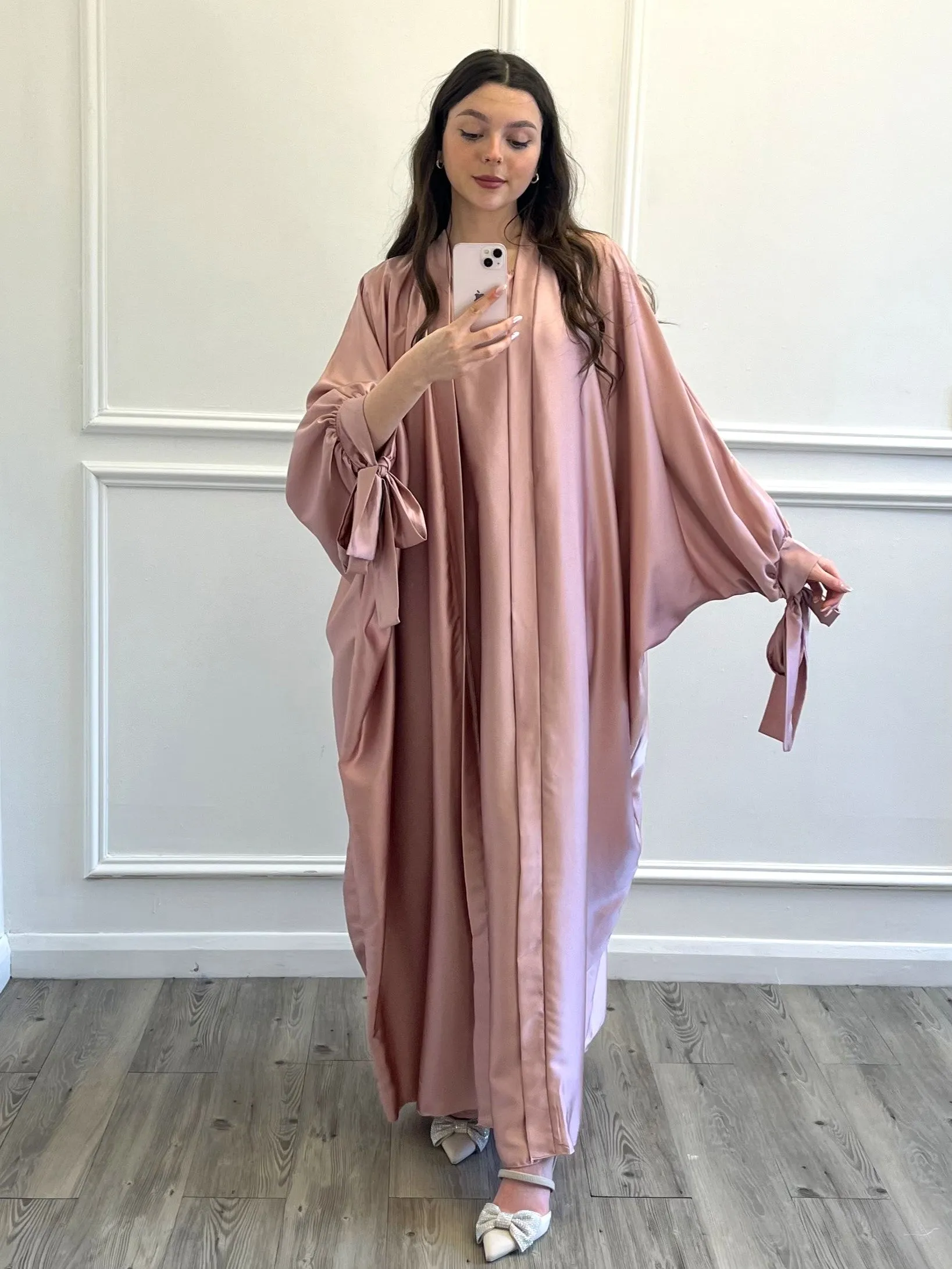 Satin Abaya - Pink