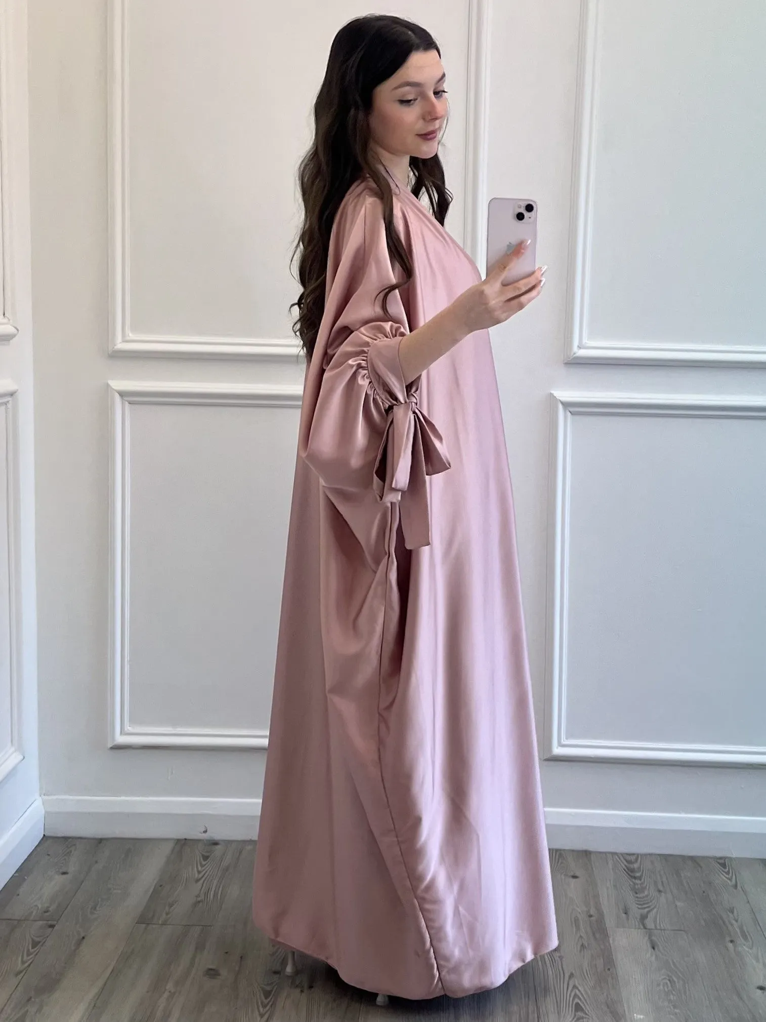 Satin Abaya - Pink