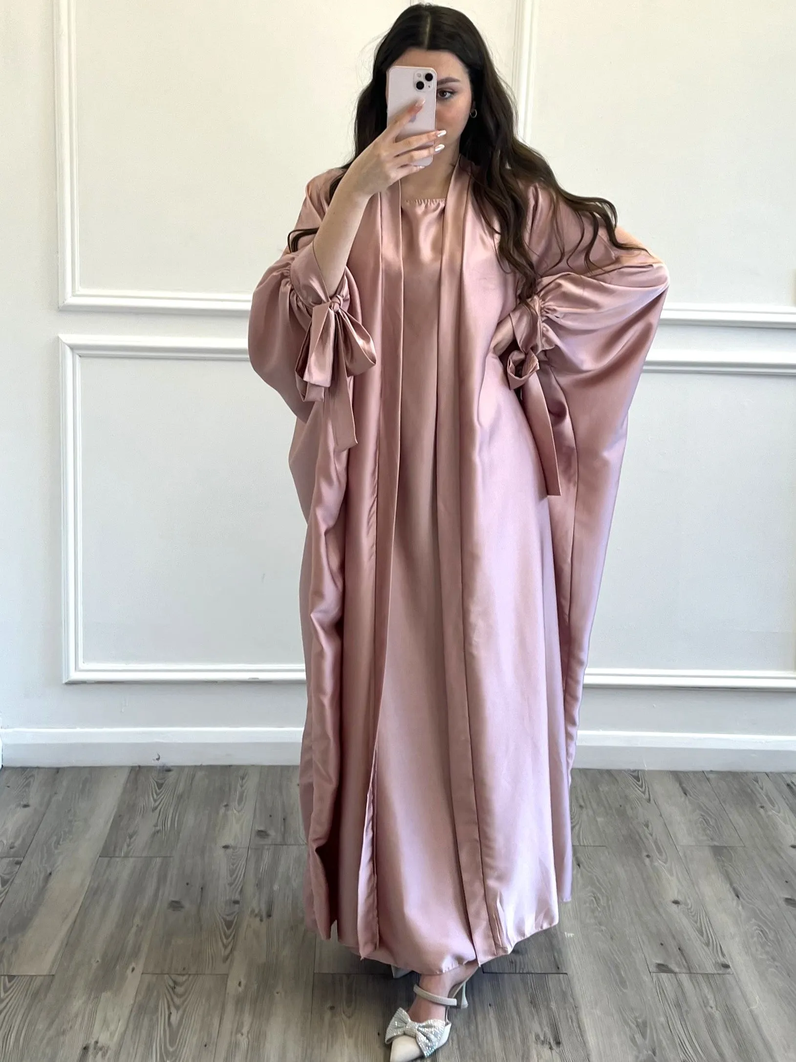 Satin Abaya - Pink