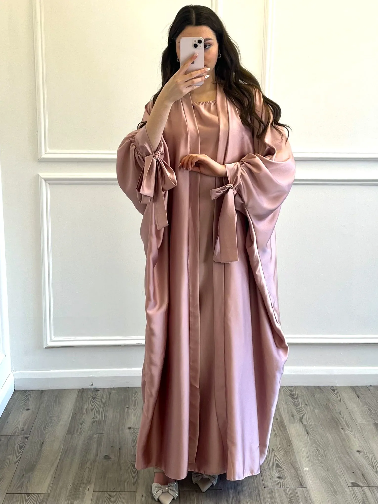 Satin Abaya - Pink