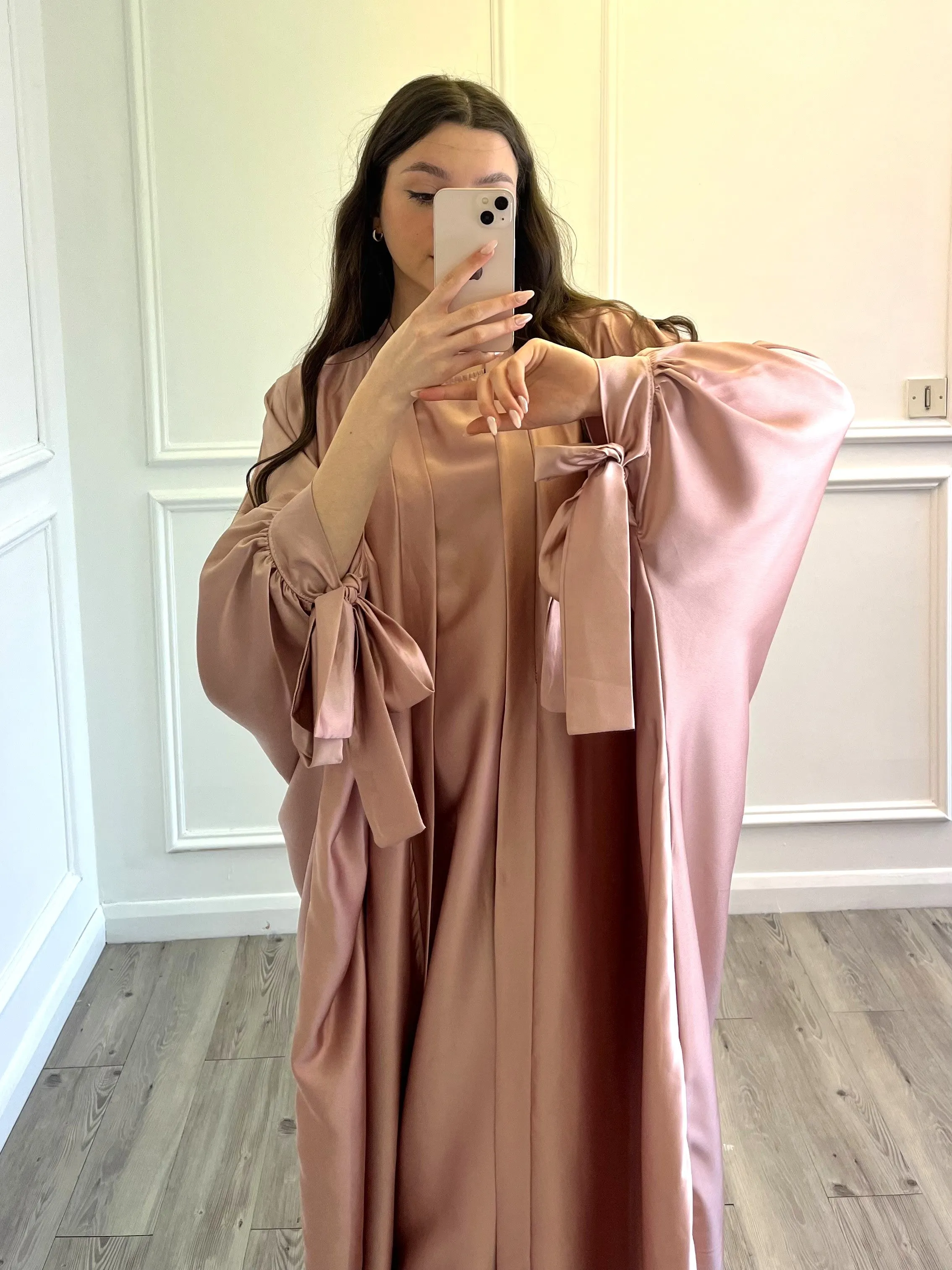 Satin Abaya - Pink