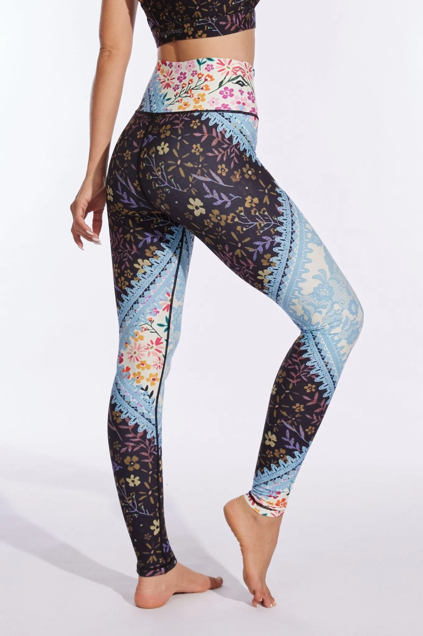 Serene Floral Patchwork High-waisted Leggings