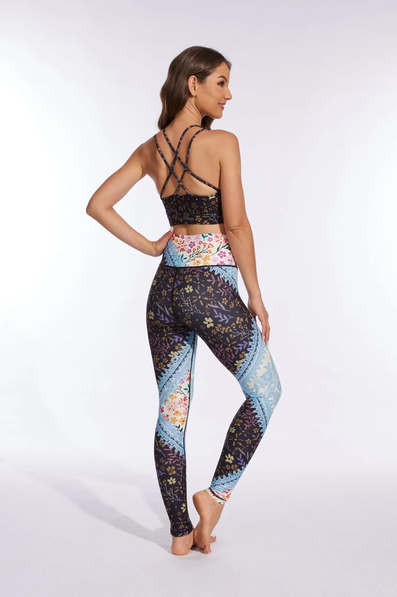 Serene Floral Patchwork High-waisted Leggings