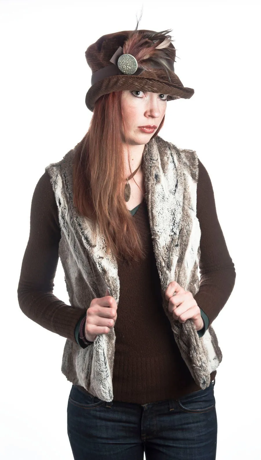 Shawl Collar Vest - Luxury Faux Fur in Birch with Assorted Faux Fur