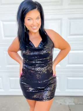 Shining in Sequins Dress in Black