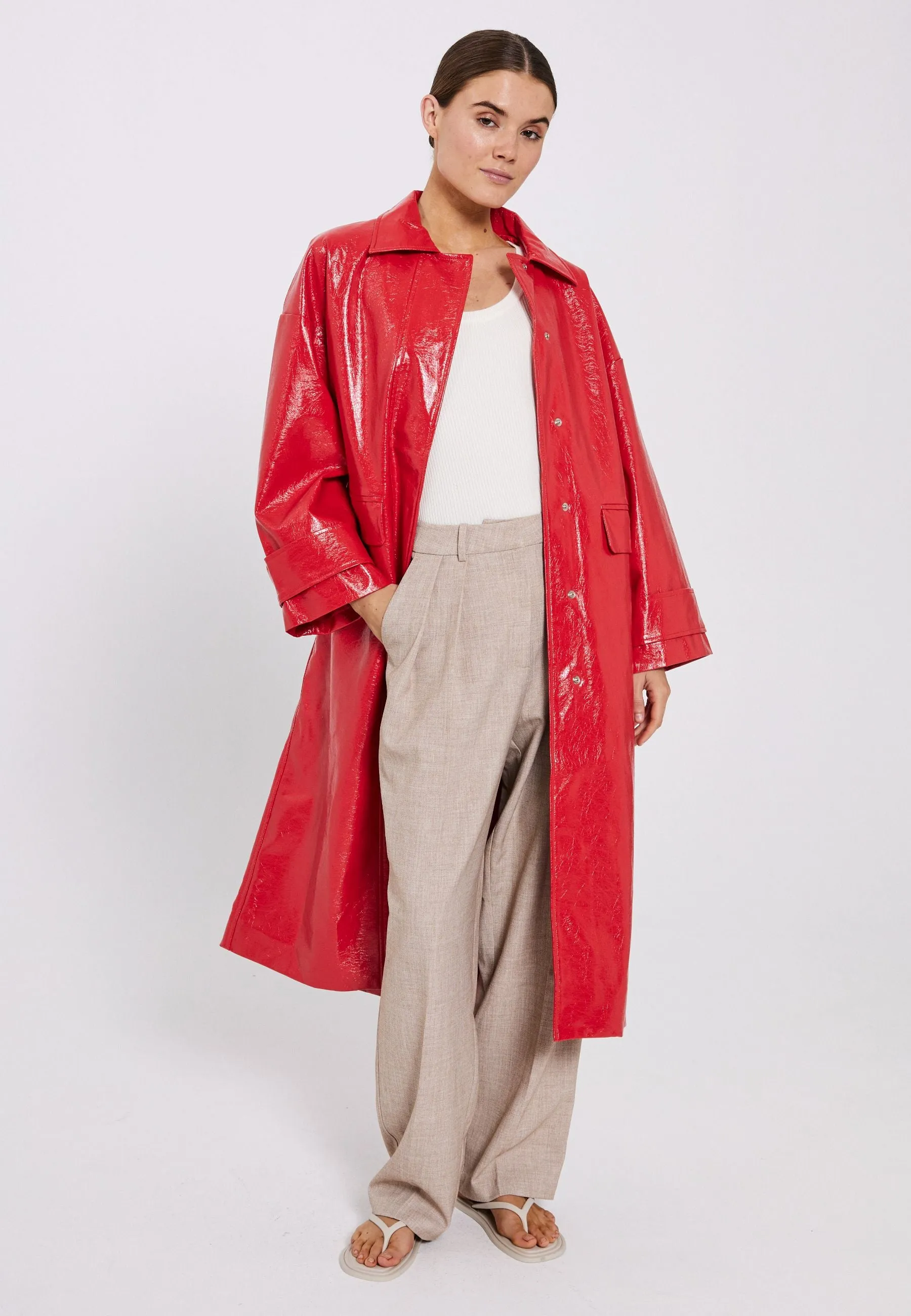 Silvia clean trench coat - Bright red