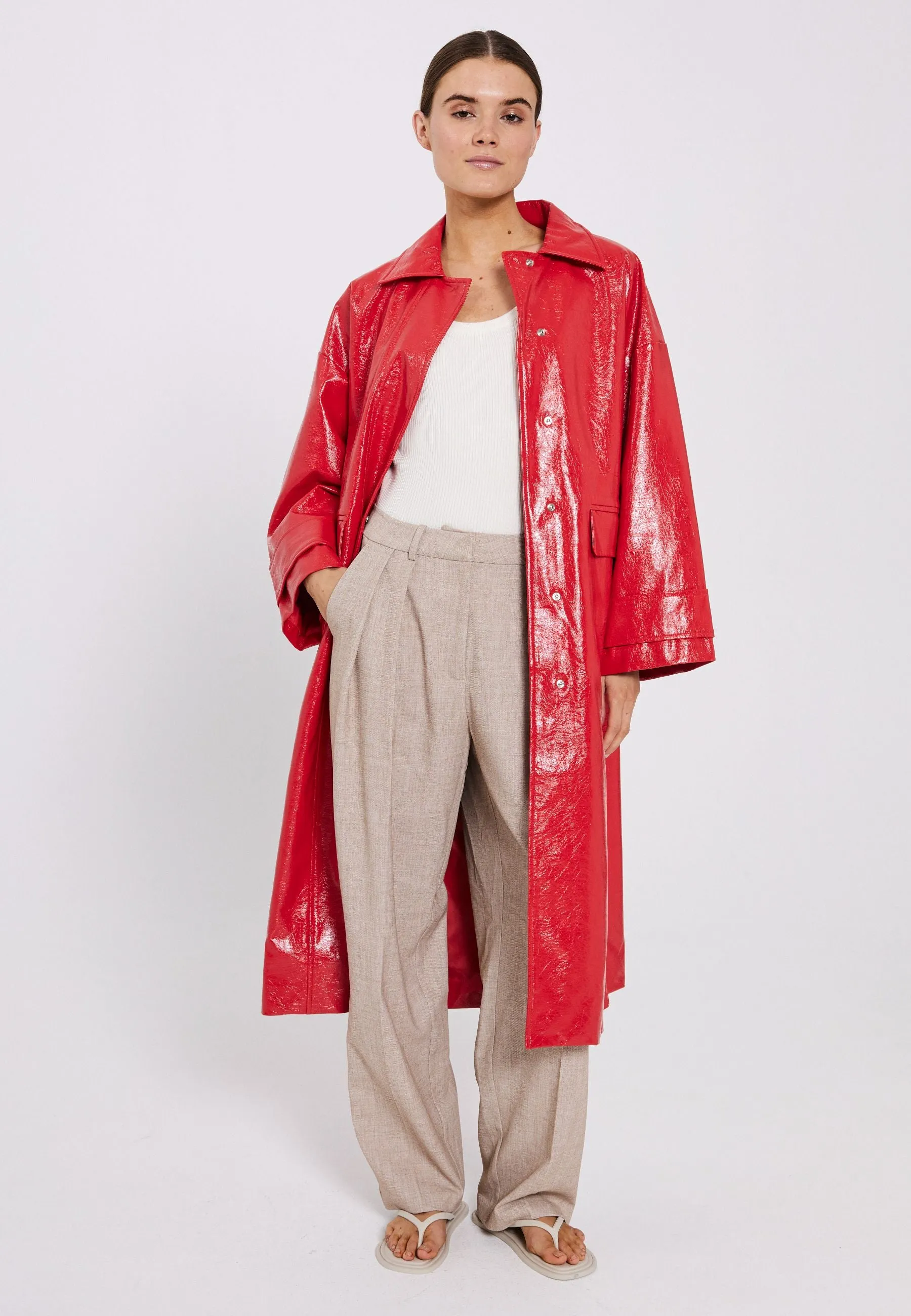 Silvia clean trench coat - Bright red