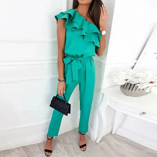 Sophisticated Sleeveless Ruffled Jumpsuit for Modern Elegance