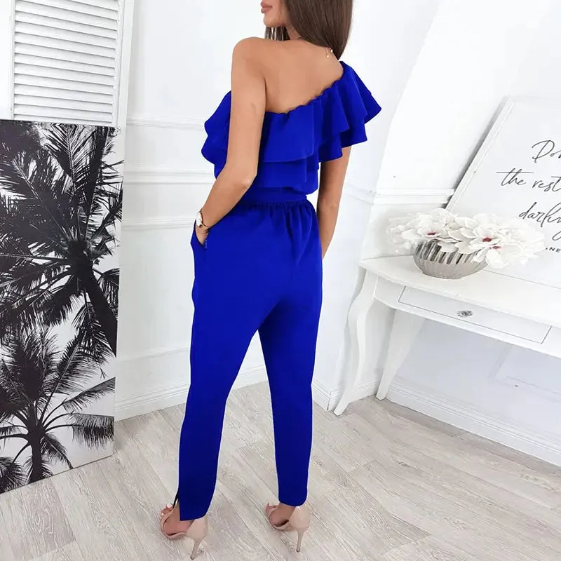 Sophisticated Sleeveless Ruffled Jumpsuit for Modern Elegance