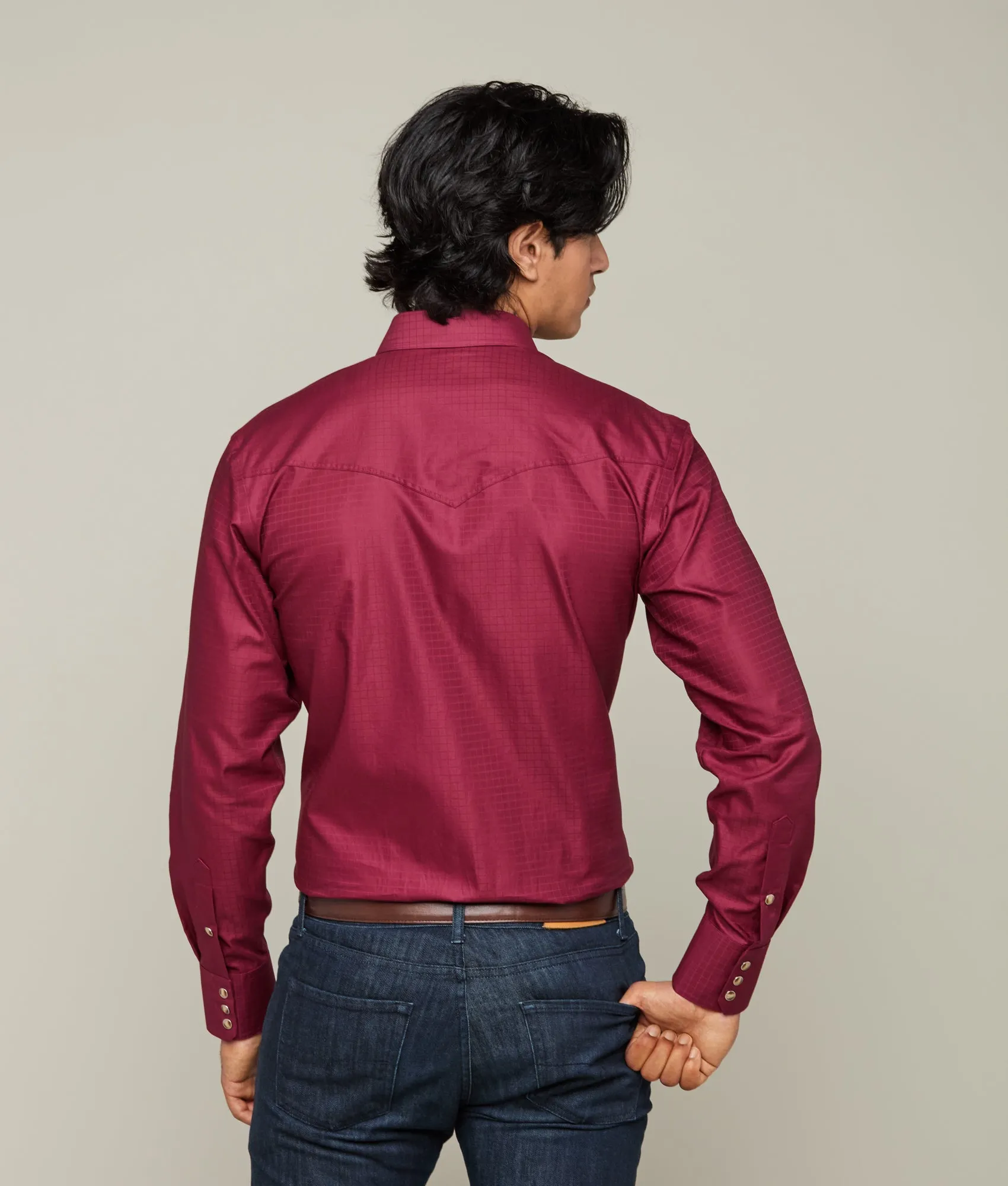 Square Dobby Shirt :: Burgundy