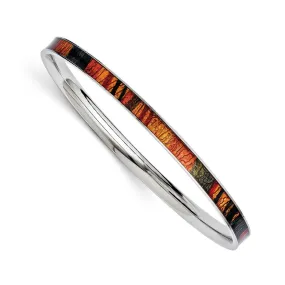 Stainless Steel Dark Green/Red/Orange Enameled Bangle