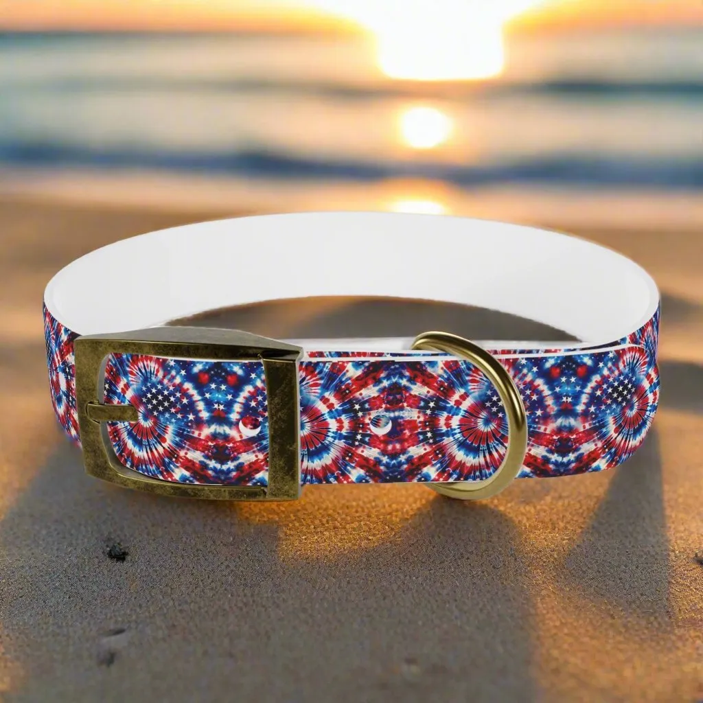 Stellar Swirls: Tie Dye Stars and Stripes Dog Collar