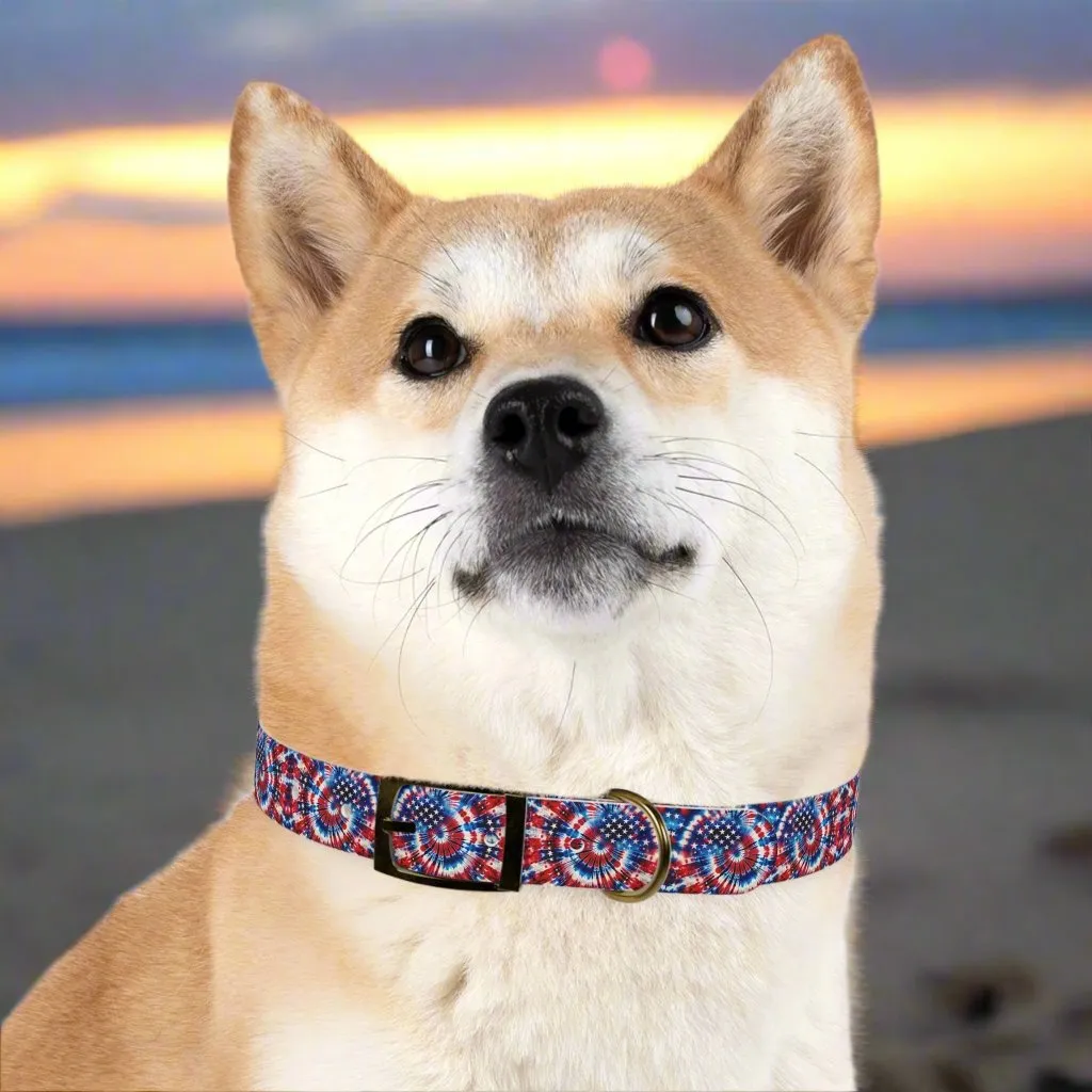 Stellar Swirls: Tie Dye Stars and Stripes Dog Collar